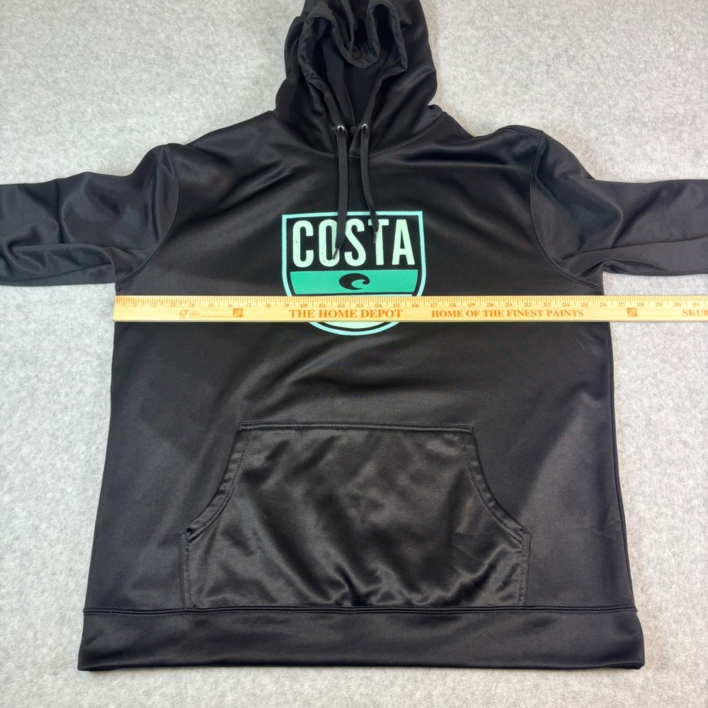 Costa Del Mar Mens XXL Black Performance Hoodie Teal Logo Born on the Water - Picture 3 of 14